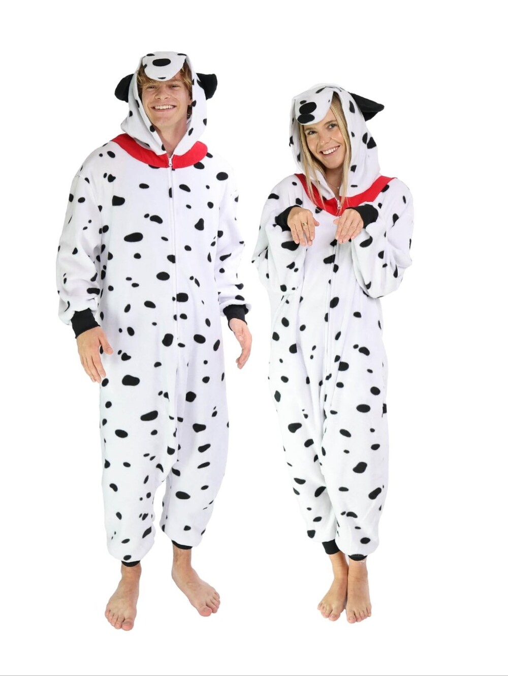 Funziez Unisex Dalmatian Hooded Onesie - White & Black, M
